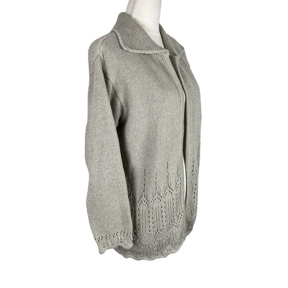 Vintage Ireland Made Aran Crafts Open Sweater Cardigan Beige Size XS - Picture 3 of 8
